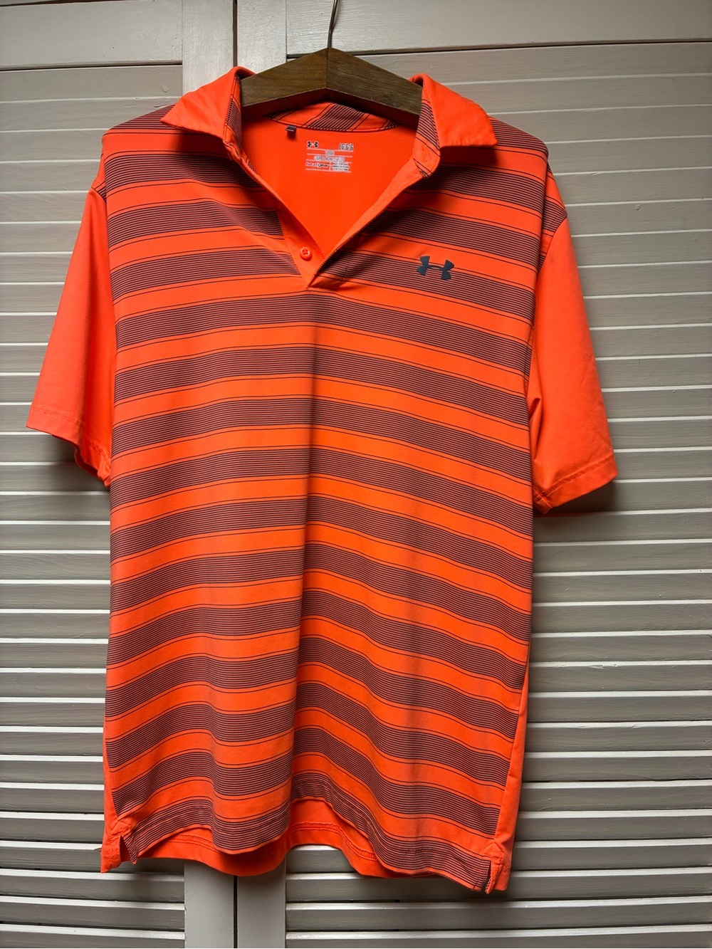 Under Armour Men’s Orange and Gray Striped Performance Polo